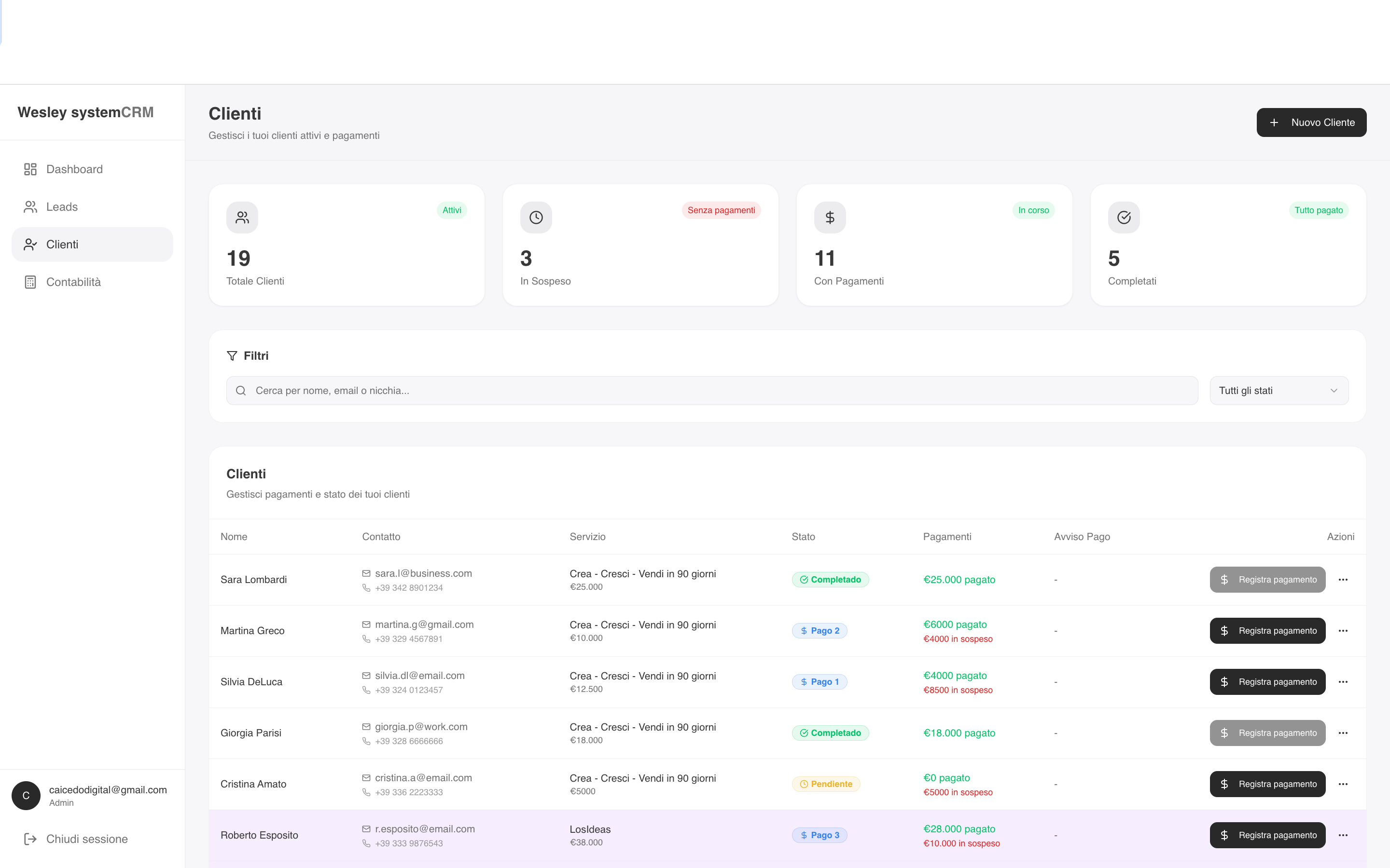 Control de clientes y seguimiento de pagos